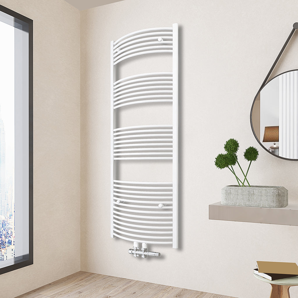Heizkörper Design Badheizkörper Handtuchtrokner Handtuchwärmer Weiß Gebogen 50x180 cm