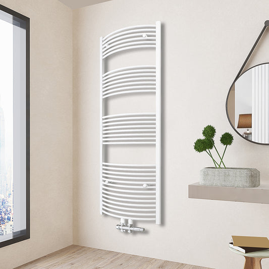 Heizkörper Design Badheizkörper Handtuchtrokner Handtuchwärmer Weiß Gebogen 50x180 cm