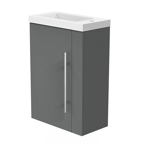 Badmöbel Set 50 cm Anthrazit Waschbecken mit Unterschrank inkl. 1-Tür Soft-Close Funktion