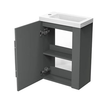 Badmöbel Set 50 cm Anthrazit Waschbecken mit Unterschrank inkl. 1-Tür Soft-Close Funktion