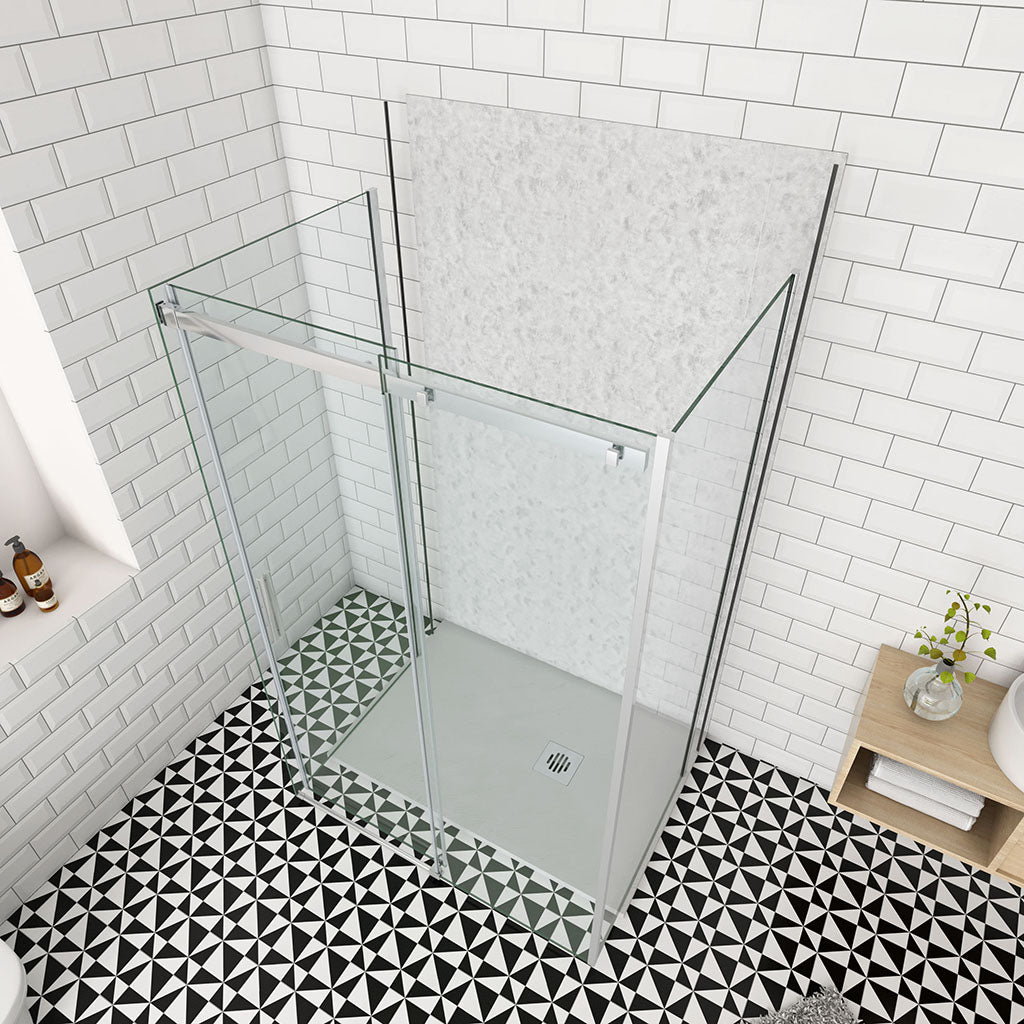 Schiebetür U-Form 100x80xH.195 cm Aluverbundplatte für badezimmer