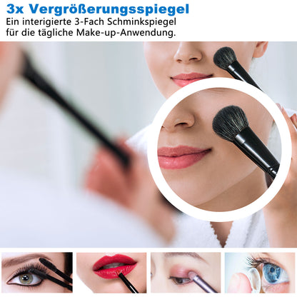 LED Badspiegel mit 3-fache Vergrößerung Beschlagfrei Badezimmer Spiegel mit Speicherfunktion Warm/Neutral/Kaltweiß Dimmbar CE IP44 140x80cm