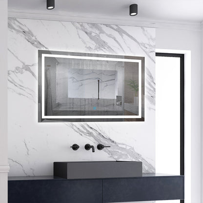 Badspiegel mit Beleuchtung,120x80cm LED Wandspiegel mit Wandschalter/Touch-Schalter,Beschlagfrei,Badezimmerspiegel mit 3 Lichtfarbe 2700-6500K Dimmbar,IP44