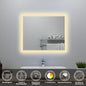 60x50cm LED Badspiegel mit Wandschalter/Touchschalter,Badspiegel mit Beleuchtung,Beschlagfrei,Badezimmerspiegel mit 3 Lichtfarbe 3000-6000K Dimmbar,IP44