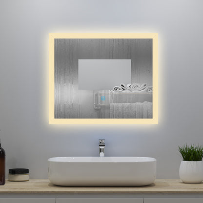 100x60cm LED Badspiegel mit Wandschalter/Touchschalter,Badspiegel mit Beleuchtung,Beschlagfrei,Badezimmerspiegel mit 3 Lichtfarbe 2700-6500K Dimmbar,IP44
