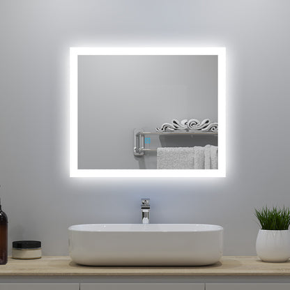 60x50cm LED Badspiegel mit Wandschalter/Touchschalter,Badspiegel mit Beleuchtung,Beschlagfrei,Badezimmerspiegel mit 3 Lichtfarbe 3000-6000K Dimmbar,IP44