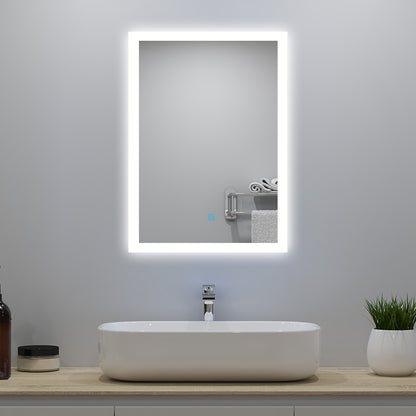 50x70cm LED Badspiegel mit Wandschalter/Touchschalter,Badspiegel mit Beleuchtung,Beschlagfrei,Badezimmerspiegel mit 3 Lichtfarbe 2700-6500K Dimmbar,IP44