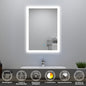 50x70cm LED Badspiegel mit Wandschalter/Touchschalter,Badspiegel mit Beleuchtung,Beschlagfrei,Badezimmerspiegel mit 3 Lichtfarbe 2700-6500K Dimmbar,IP44