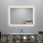 90x70cm LED Badspiegel mit Wandschalter/Touchschalter,Badspiegel mit Beleuchtung,Beschlagfrei,Badezimmerspiegel mit 3 Lichtfarbe 2700-6500K Dimmbar,IP44