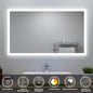 120x70cm LED Badspiegel mit Wandschalter/Touchschalter,Badspiegel mit Beleuchtung,Beschlagfrei,Badezimmerspiegel mit 3 Lichtfarbe 2700-6500K Dimmbar,IP44
