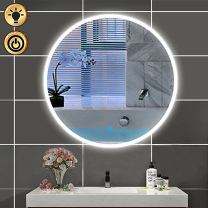 LED Badspiegel Rund 60cm, Runder Wandspiegel mit Touchschalter und Kaltweiß IP44