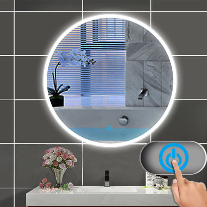 LED Badspiegel Rund 60cm, Runder Wandspiegel mit Touchschalter und Kaltweiß IP44