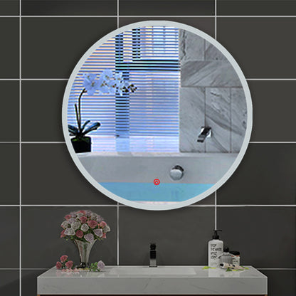 LED Badspiegel Rund 60cm, Runder Wandspiegel mit Touchschalter und Kaltweiß IP44