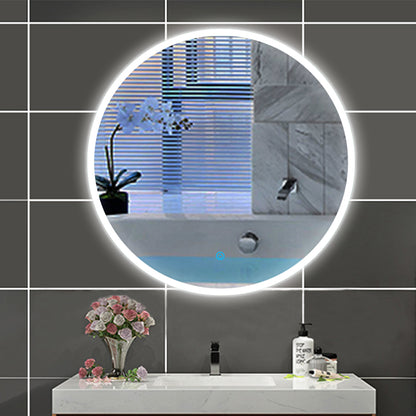 LED Badspiegel Rund 60cm, Runder Wandspiegel mit Touchschalter und Kaltweiß IP44