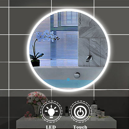 LED Badspiegel Rund 60cm, Runder Wandspiegel mit Touchschalter und Kaltweiß IP44