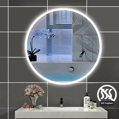 LED Badspiegel Rund 60cm, Runder Wandspiegel mit Touchschalter und Kaltweiß IP44