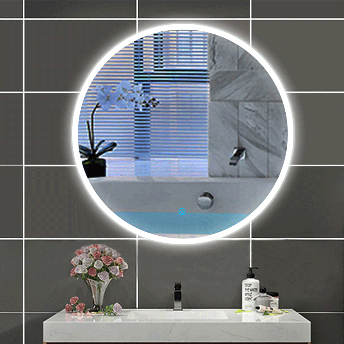 LED Spiegel Rund 80 cm TYPA TOUCH BESCHLAGFREI Wandspiegel