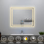 Badspiegel mit Beleuchtung 60x50cm Badezimmerspiegel Lichtspiegel LED Wandspiegel mit Wandschalter/Touchschalter Beschlagfrei 3 Lichtfarbe 2700-6500K Dimmbar,IP44