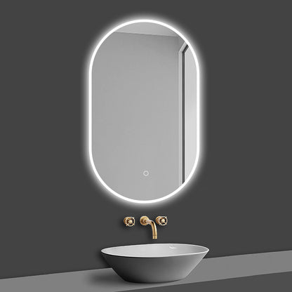 LED Badspiegel Oval 45x75cm mit Touch/Wandschalter Anti-Beschlag 3 Lichfarbe Dimmbar Badezimmerspiegel Rundbahn Wandspiegel Kalt/Neutral/Warmweiß IP44