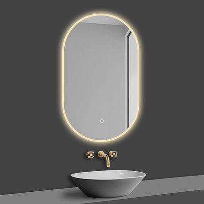LED Badspiegel Oval 45x75cm mit Touch/Wandschalter Anti-Beschlag 3 Lichfarbe Dimmbar Badezimmerspiegel Rundbahn Wandspiegel Kalt/Neutral/Warmweiß IP44