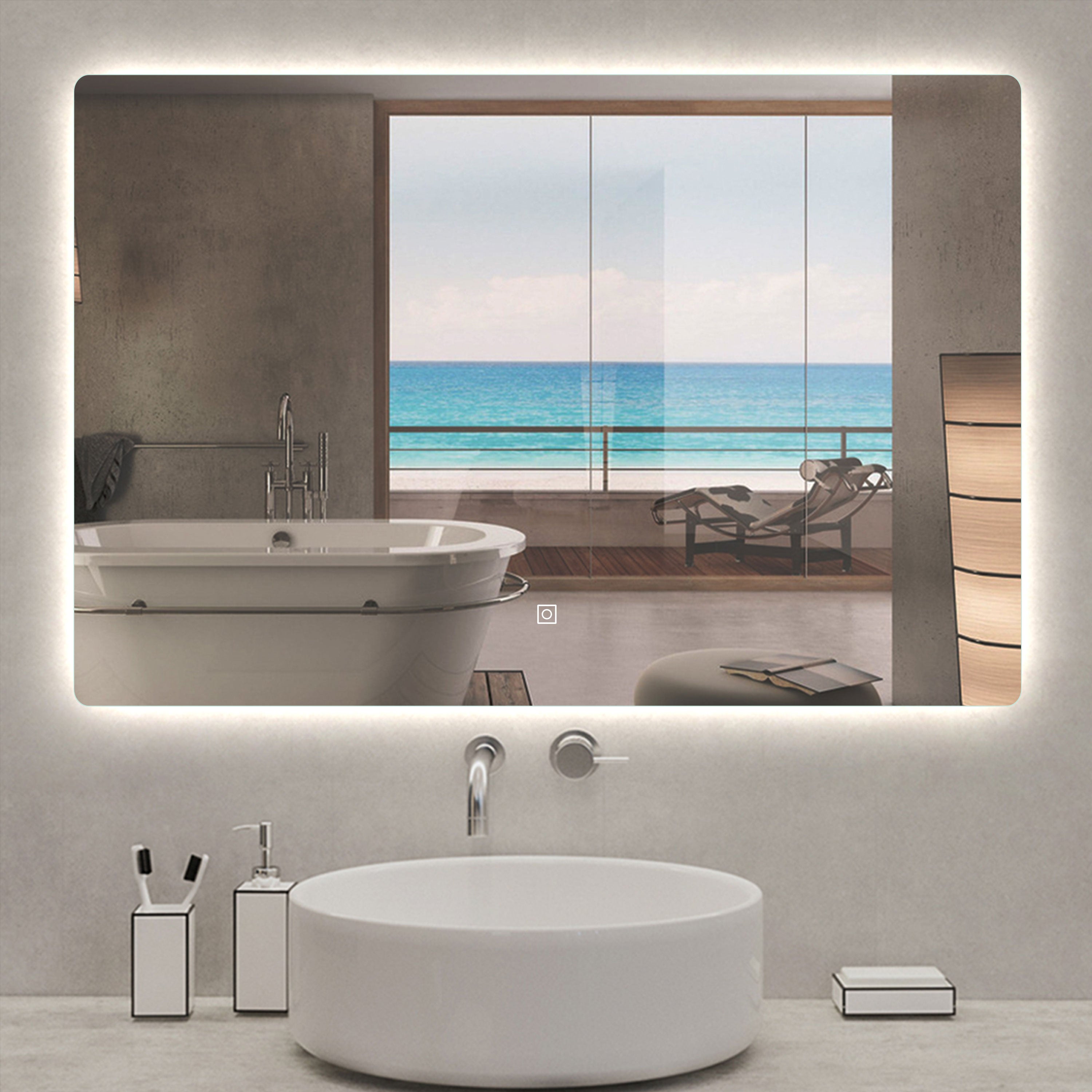 LED Badezimmerspiegel Mit Uhr – 100x60 Cm, 3 Lichtfarben, Touch-Schalter, Energiesparend, Für Bad & Wohnzimmer