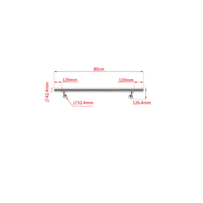 OZEAN Edelstahl Wandhandlauf Set - Silber - 80cm bis 200cm | Treppengeländer für Innen & Außen