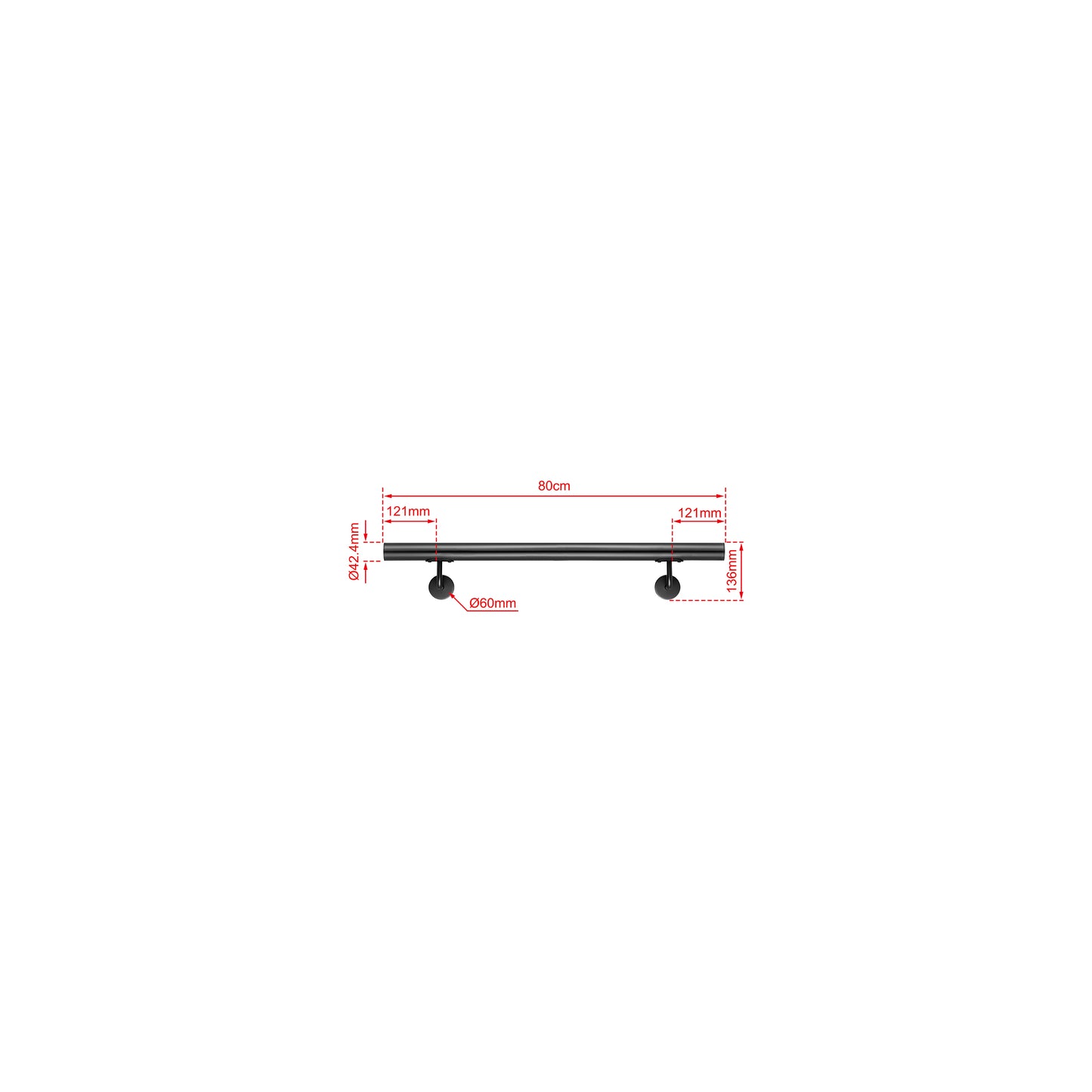 OZEAN Wandhandlauf Edelstahl 80-240 cm | 3mm verstärkte Lasche & 5mm Basis | Silber/Schwarz/Holzoptik