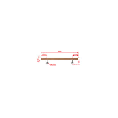 OZEAN Wandhandlauf Edelstahl 80-240 cm | 3mm verstärkte Lasche & 5mm Basis | Silber/Schwarz/Holzoptik