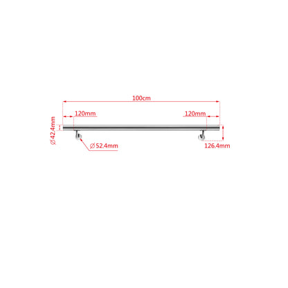 OZEAN Edelstahl Wandhandlauf Set - Silber - 80cm bis 200cm | Treppengeländer für Innen & Außen