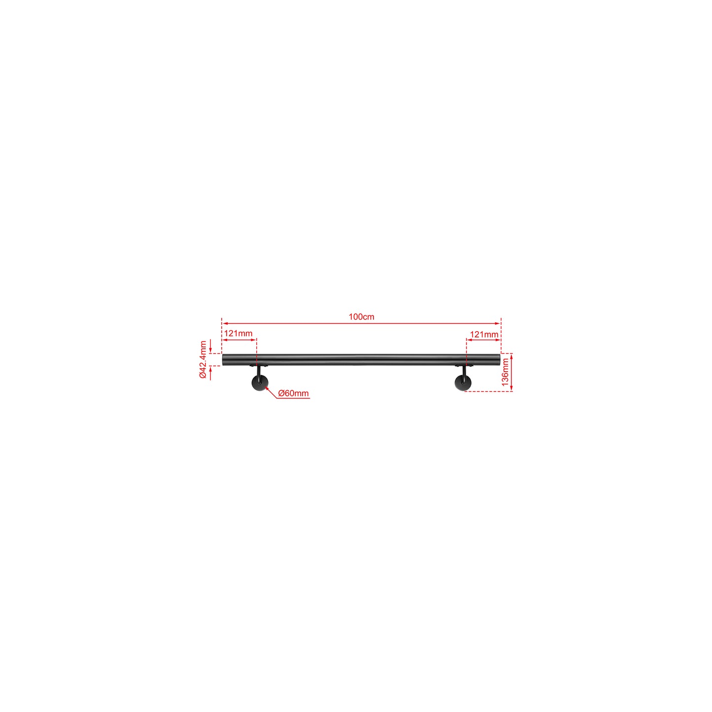 OZEAN Wandhandlauf Edelstahl 80-240 cm | 3mm verstärkte Lasche & 5mm Basis | Silber/Schwarz/Holzoptik