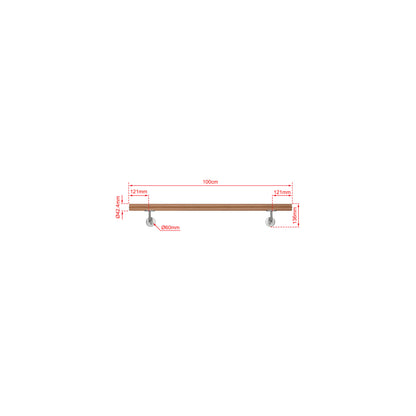 OZEAN Wandhandlauf Edelstahl 80-240 cm | 3mm verstärkte Lasche & 5mm Basis | Silber/Schwarz/Holzoptik