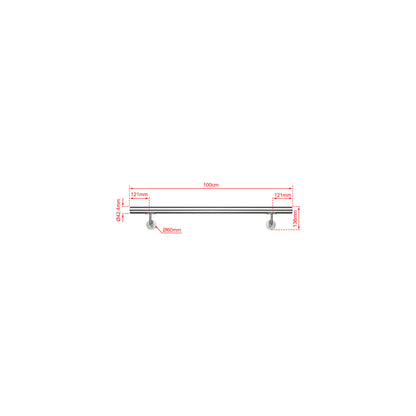 OZEAN Wandhandlauf Edelstahl 80-240 cm | 3mm verstärkte Lasche & 5mm Basis | Silber/Schwarz/Holzoptik