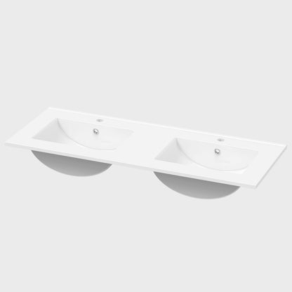 Waschtisch Waschbecken aus Keramik Einbauwaschbecken 121.5x46.5x18cm Weiß