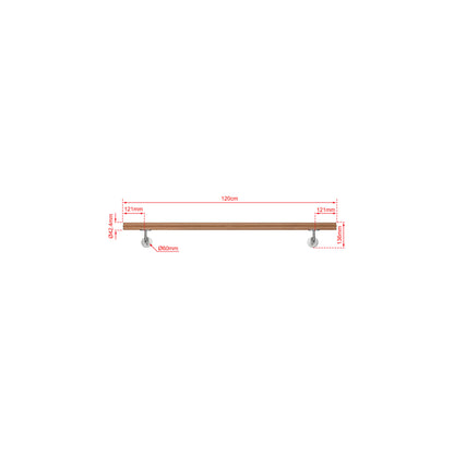 OZEAN Wandhandlauf Edelstahl 80-240 cm | 3mm verstärkte Lasche & 5mm Basis | Silber/Schwarz/Holzoptik