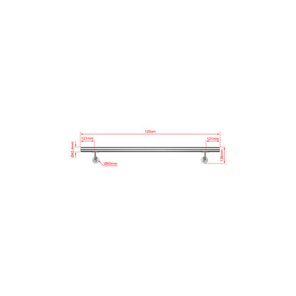 OZEAN Wandhandlauf Edelstahl 80-240 cm | 3mm verstärkte Lasche & 5mm Basis | Silber/Schwarz/Holzoptik