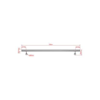 OZEAN Wandhandlauf Edelstahl 80-240 cm | 3mm verstärkte Lasche & 5mm Basis | Silber/Schwarz/Holzoptik
