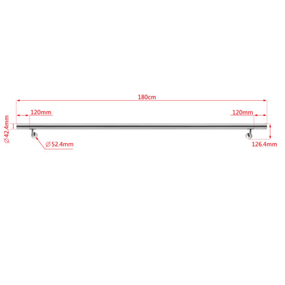 OZEAN Edelstahl Wandhandlauf Set - Silber - 80cm bis 200cm | Treppengeländer für Innen & Außen