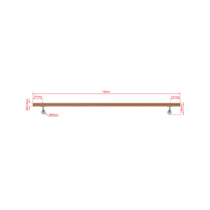 OZEAN Wandhandlauf Edelstahl 80-240 cm | 3mm verstärkte Lasche & 5mm Basis | Silber/Schwarz/Holzoptik