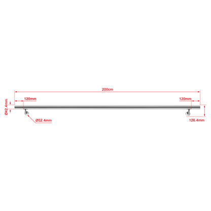 OZEAN Edelstahl Wandhandlauf Set - Silber - 80cm bis 200cm | Treppengeländer für Innen & Außen