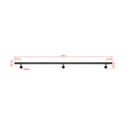 OZEAN Wandhandlauf Edelstahl 80-240 cm | 3mm verstärkte Lasche & 5mm Basis | Silber/Schwarz/Holzoptik