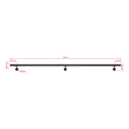 OZEAN Wandhandlauf Edelstahl 80-240 cm | 3mm verstärkte Lasche & 5mm Basis | Silber/Schwarz/Holzoptik