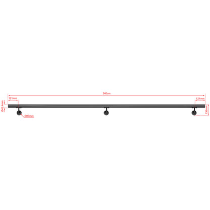 OZEAN Wandhandlauf Edelstahl 80-240 cm | 3mm verstärkte Lasche & 5mm Basis | Silber/Schwarz/Holzoptik