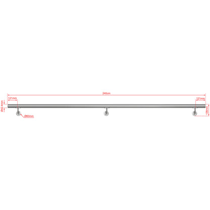 OZEAN Wandhandlauf Edelstahl 80-240 cm | 3mm verstärkte Lasche & 5mm Basis | Silber/Schwarz/Holzoptik