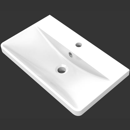 Waschtisch Waschbecken aus Kunststein Einbauwaschbecken 61x35x13.5cm Weiß