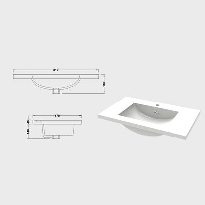 Badezimmermöbel 80cm Mineralguss Waschtisch mit Unterschrank Badmöbel set Badezimmerschränke mit 2 Soft-Close Schubladen Dunkelgrau Matt
