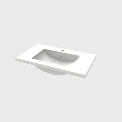 Badezimmer Badmöbel 80cm Mineralguss Waschtisch mit Unterschrank Hängeschrank Eiche Matt Badezimmerschränke Badschrank mit 2 Soft-Close Türen