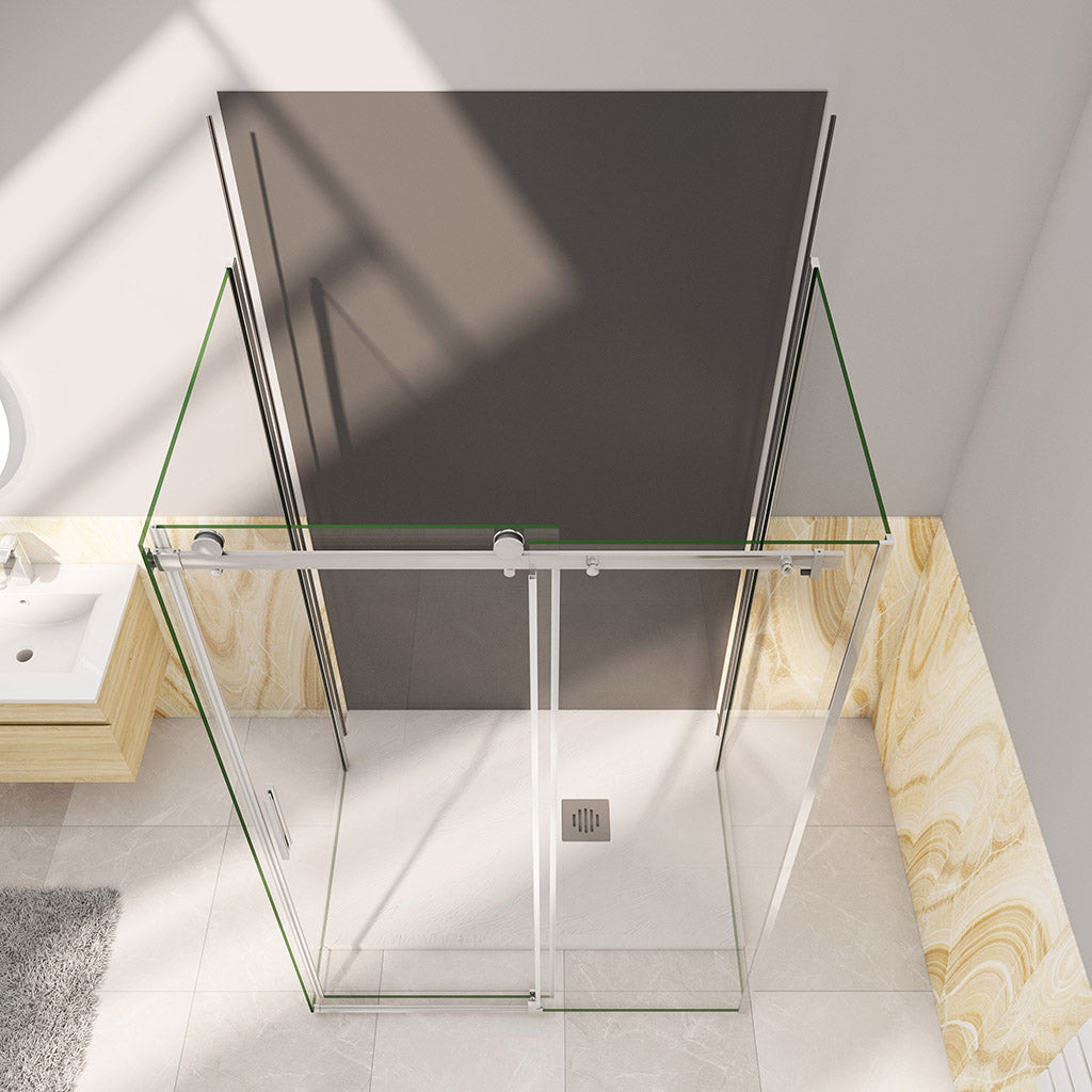 U Duschkabine 100x80 H.195 cm Schiebetür U Form Aluverbundplatte für badezimmer