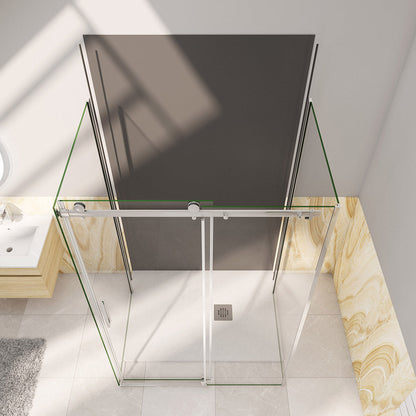 U Duschkabine 100x80 H.195 cm Schiebetür U Form Aluverbundplatte für badezimmer