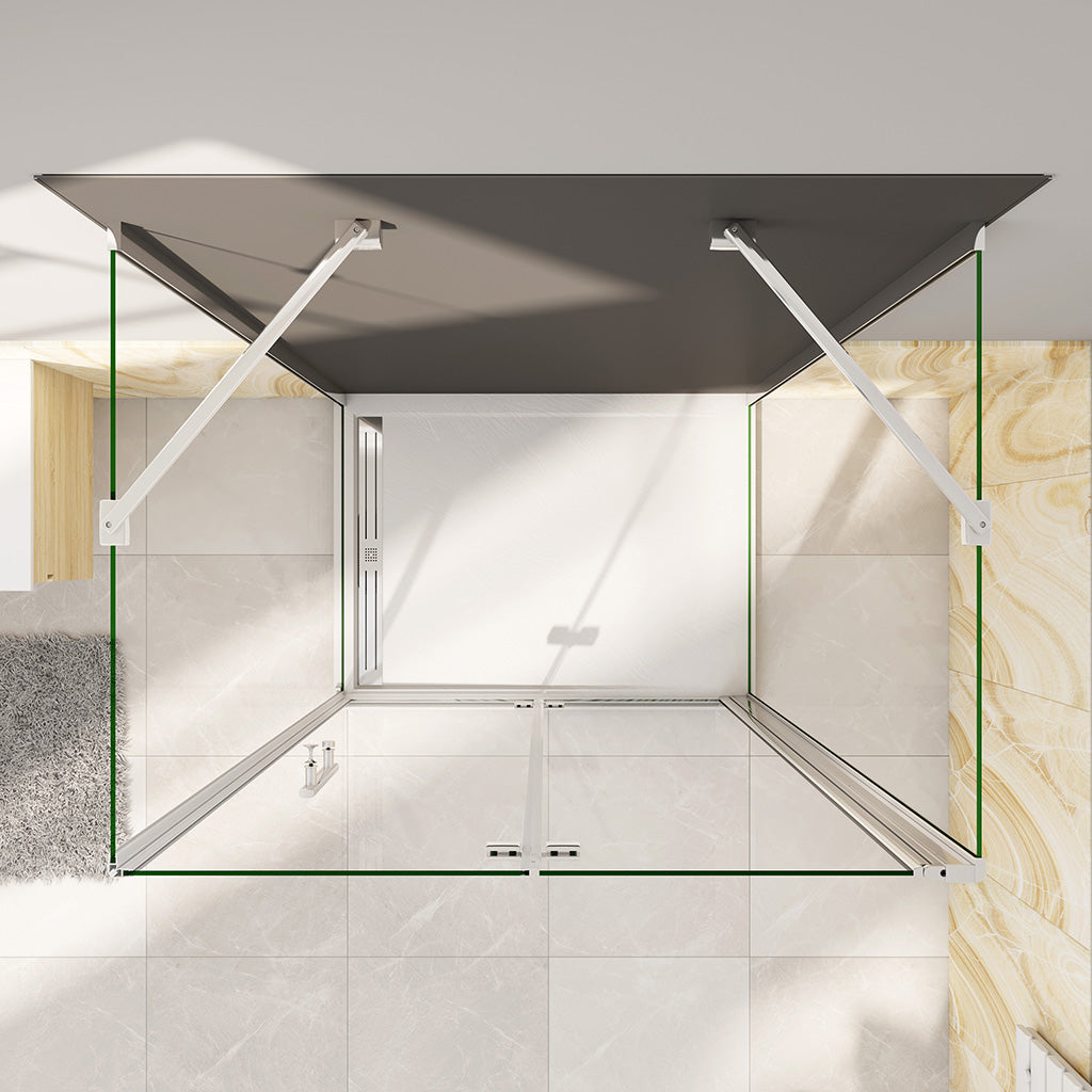 U Form 76x90 H185 cm Dusche Falttür Aluverbundplatte badezimmer ideen