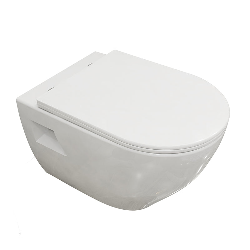 WC Hänge WC mit Soft Close Toilette Einfach Sitz Wand Wc Spülrandlos Weiß WC-Becken
